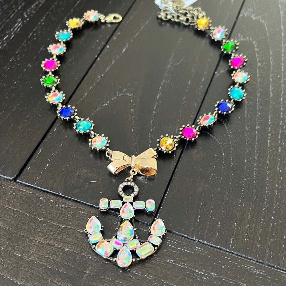Betsey Johnson Multicolor Anchor Necklace with Bow